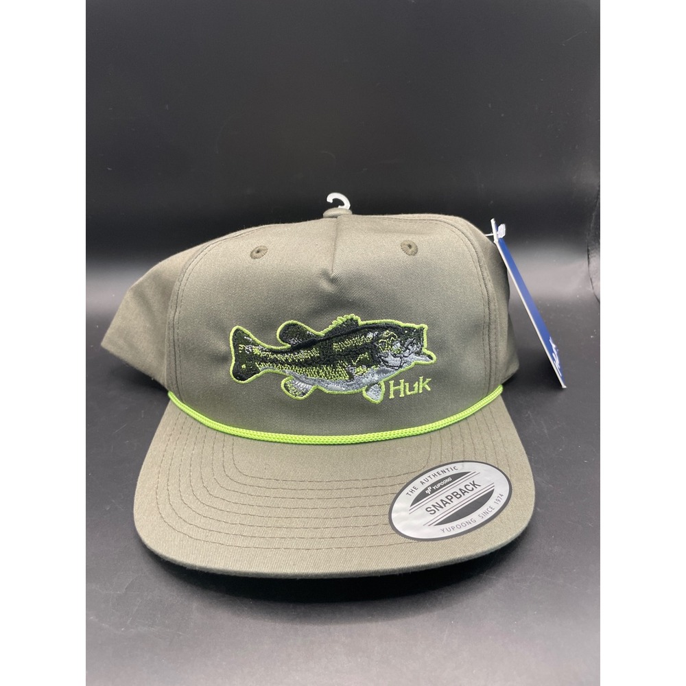 Huk Stitch Fish Rope Trucker Hat Olive Green Bass Fishing Snapback H3000502-316